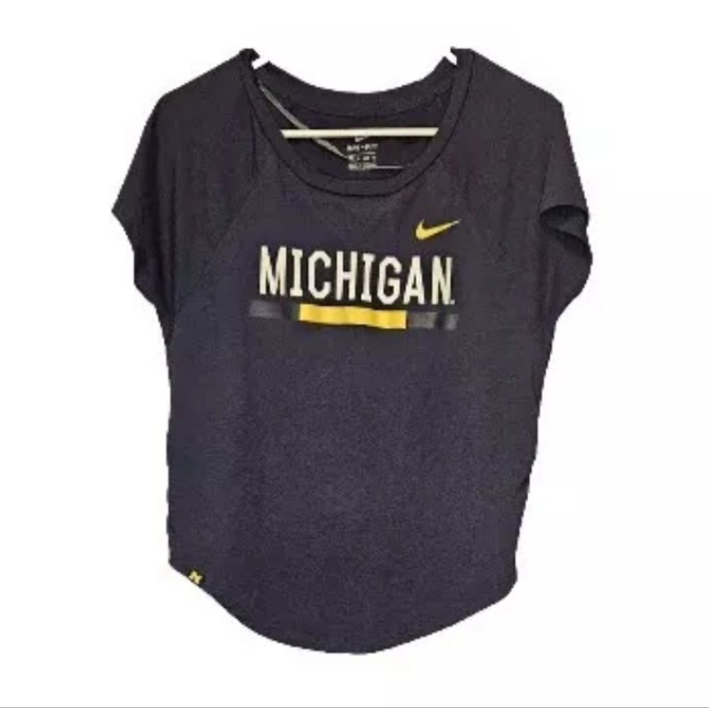 Nike Dri Fit Womens Michigan Shirt Top Short Sleeve Size XS